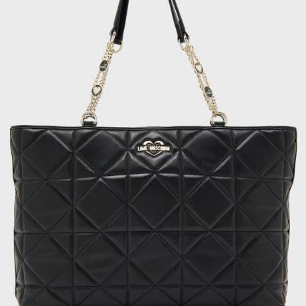 Love Moschino chain handle quilted tote. Large